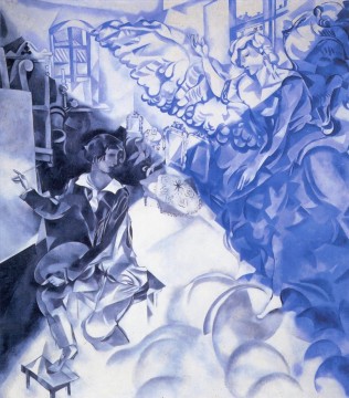 self portrait Painting - Self Portrait with Muse contemporary Marc Chagall